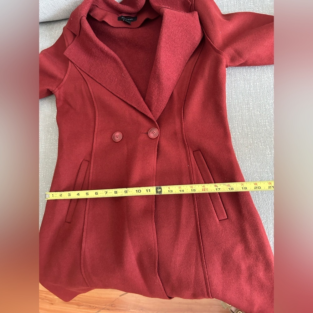Halogen Burgundy Wool Blend Preppy Minimalist Coat Size XS - Picture 9 of 13